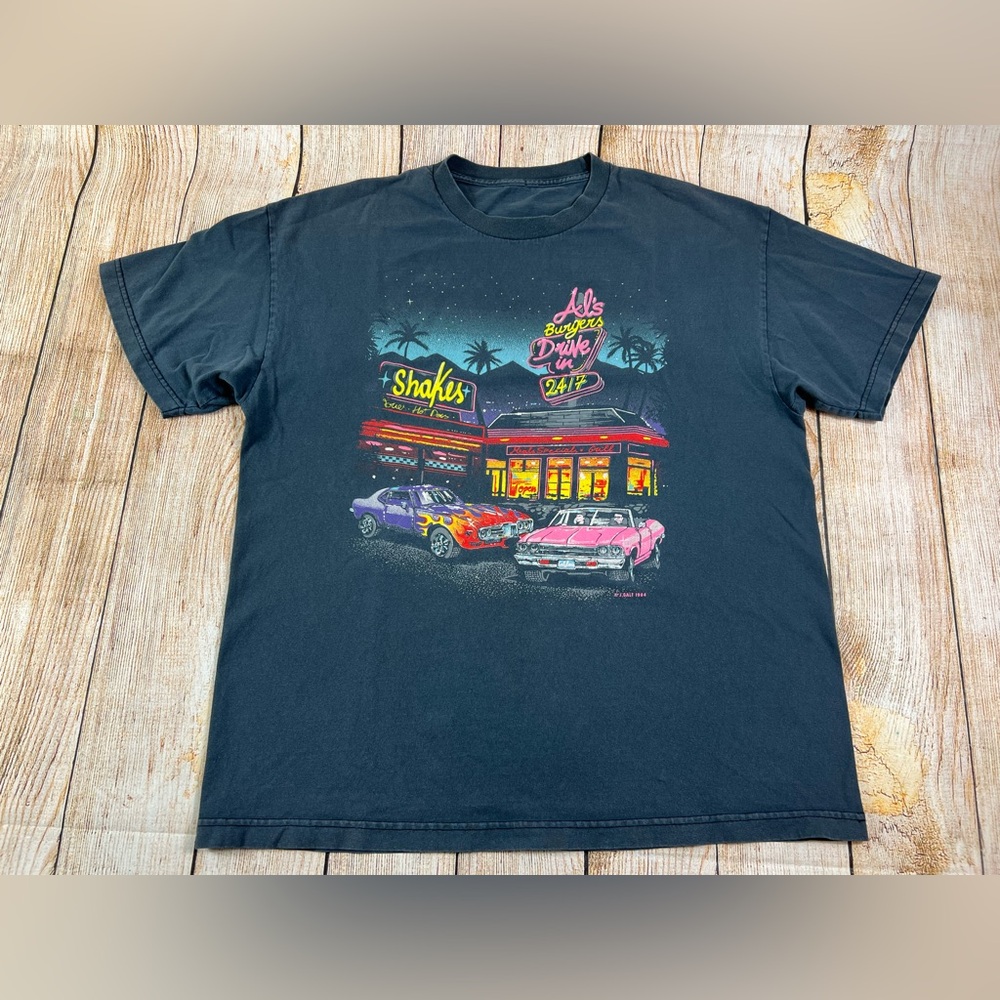 J.Galt Faded  Al's Burgers Drive In Graphic Short Sleeve 1984 T Shirt Size XL